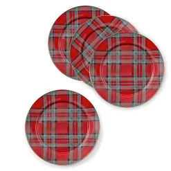 Holiday|Kitchen & Dining Sets|MacKenzie-Childs Tartastic Enamel Charger - Red, Set of 4