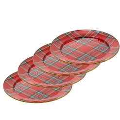 Holiday|Kitchen & Dining Sets|MacKenzie-Childs Tartastic Enamel Charger - Red, Set of 4