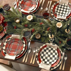 Holiday|Dinnerware & Flatware|MacKenzie-Childs Tartastic Enamel Dinner Plate - Red