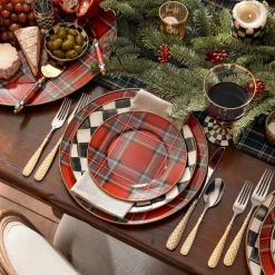 Holiday|Dinnerware & Flatware|MacKenzie-Childs Tartastic Enamel Salad/Dessert Plate - Red