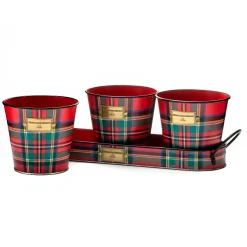 Holiday|Greenery & Florals|MacKenzie-Childs Tartastic Herb Pots, Set of 3