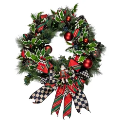 Holiday|Greenery & Florals|MacKenzie-Childs Tartastic Illuminated Wreath