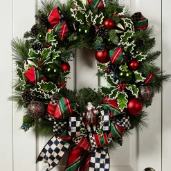 Holiday|Greenery & Florals|MacKenzie-Childs Tartastic Illuminated Wreath