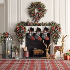 Holiday|Greenery & Florals|MacKenzie-Childs Tartastic Illuminated Wreath