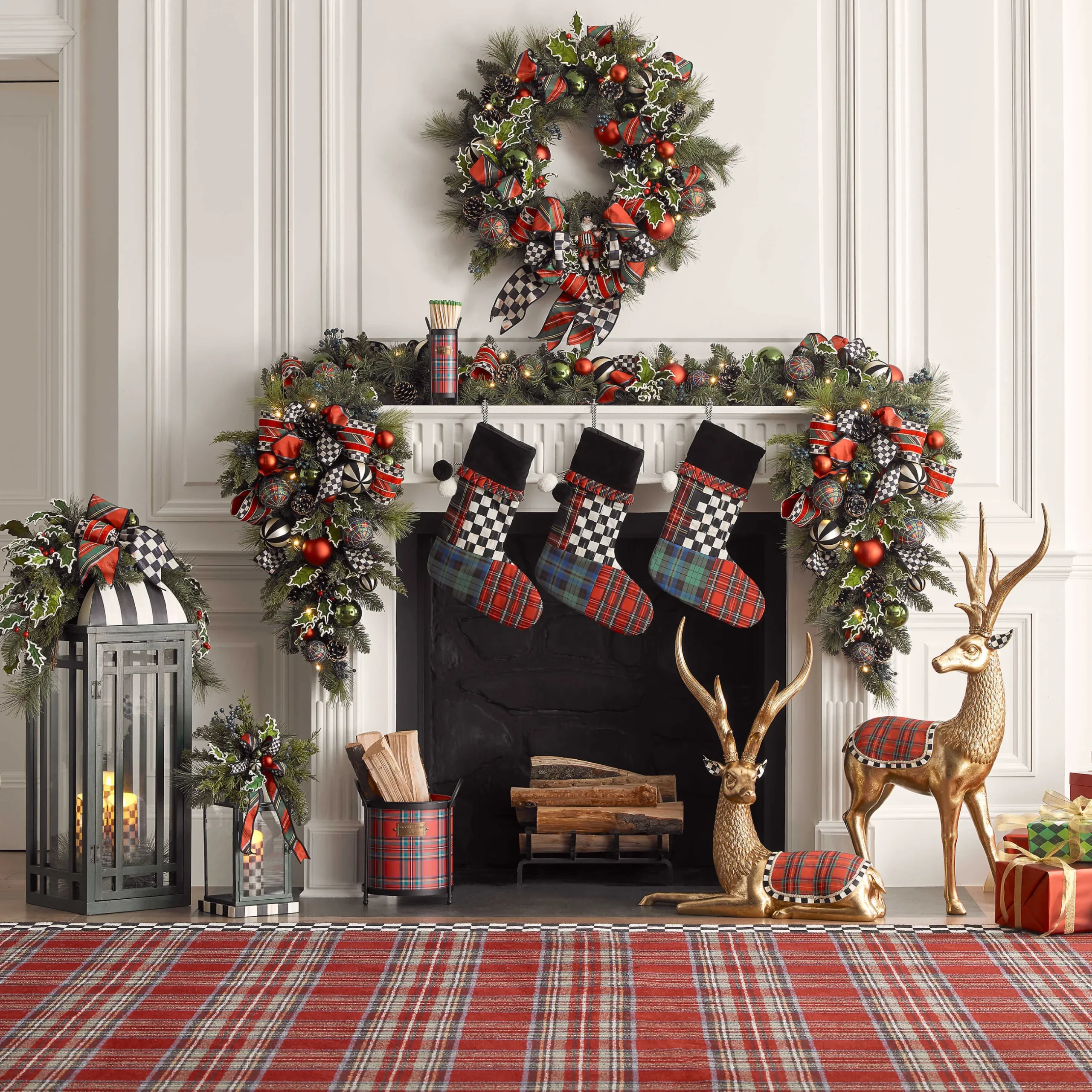 Holiday|Greenery & Florals|MacKenzie-Childs Tartastic Illuminated Wreath