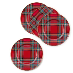 Holiday|Kitchen & Dining Sets|MacKenzie-Childs Tartastic Red Dinner Plates, Set of 4