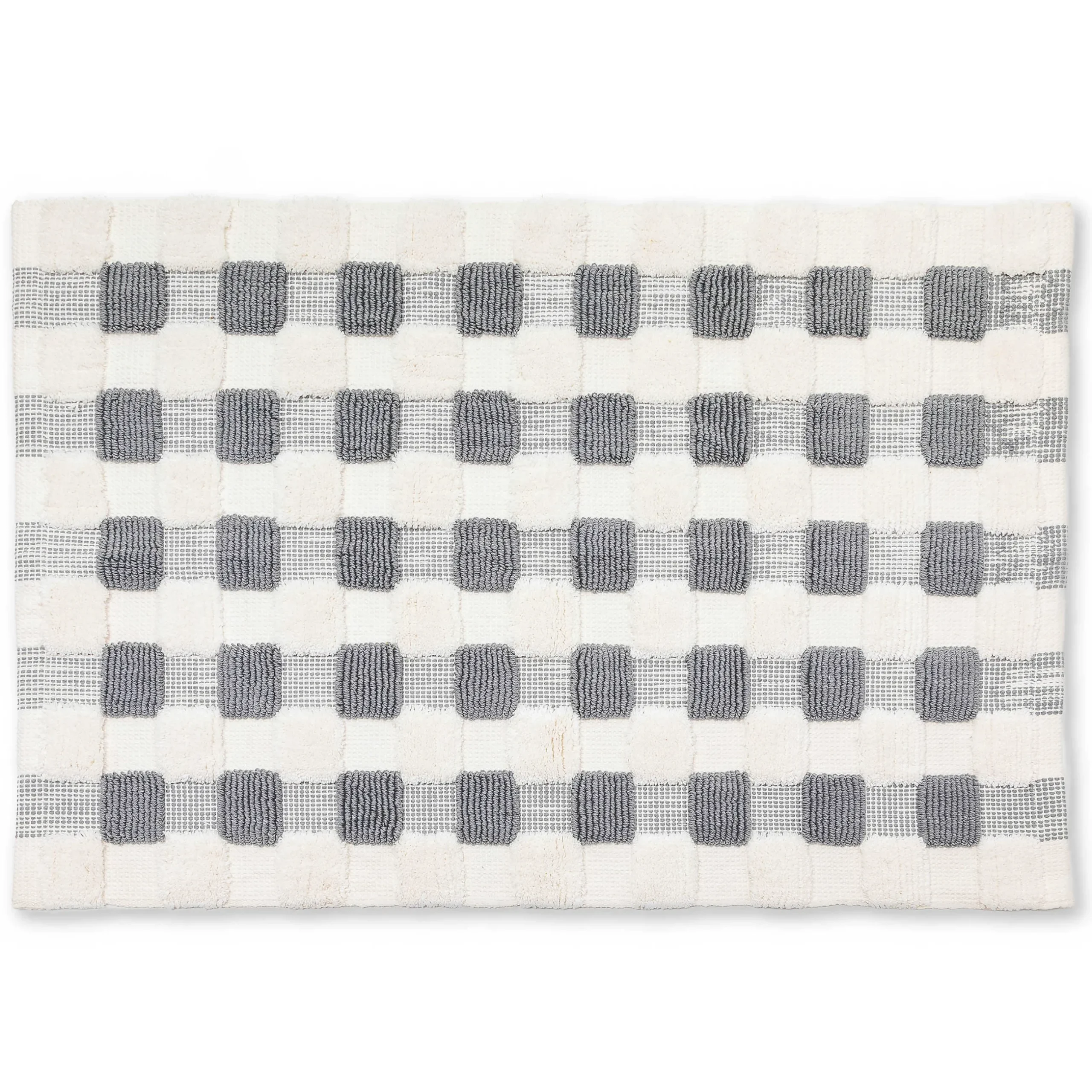 Bath & Bath Accessories|Rugs|MacKenzie-Childs Texture Check Sterling White Basic Bath Rug