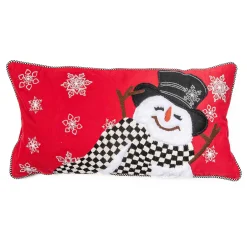 Holiday|Pillows, Throws, & Cushions|MacKenzie-Childs Top Hat Snowman Lumbar Pillow