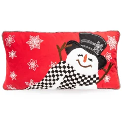 Holiday|Pillows, Throws, & Cushions|MacKenzie-Childs Top Hat Snowman Lumbar Pillow