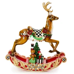 Room Accents|MacKenzie-Childs Traditional Christmas Illuminated Rocking Reindeer