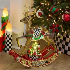 Room Accents|MacKenzie-Childs Traditional Christmas Illuminated Rocking Reindeer
