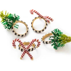 Holiday|Kitchen & Dining Sets|MacKenzie-Childs Tree  Candy Cane Napkin Rings, Set of 4