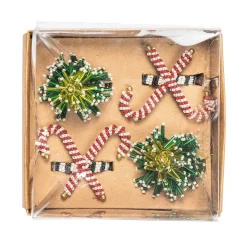 Holiday|Kitchen & Dining Sets|MacKenzie-Childs Tree Candy Cane Napkin Rings, Set of 4