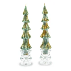 Holiday|Candles & Fragrances|MacKenzie-Childs Tree Dinner Candles - 8 - Green - Set of 2