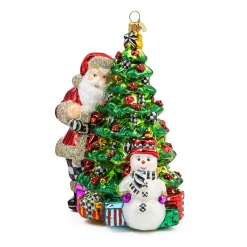 Holiday|MacKenzie-Childs Treeside Santa Glass Ornament