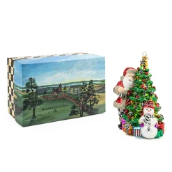 Holiday|MacKenzie-Childs Treeside Santa Glass Ornament