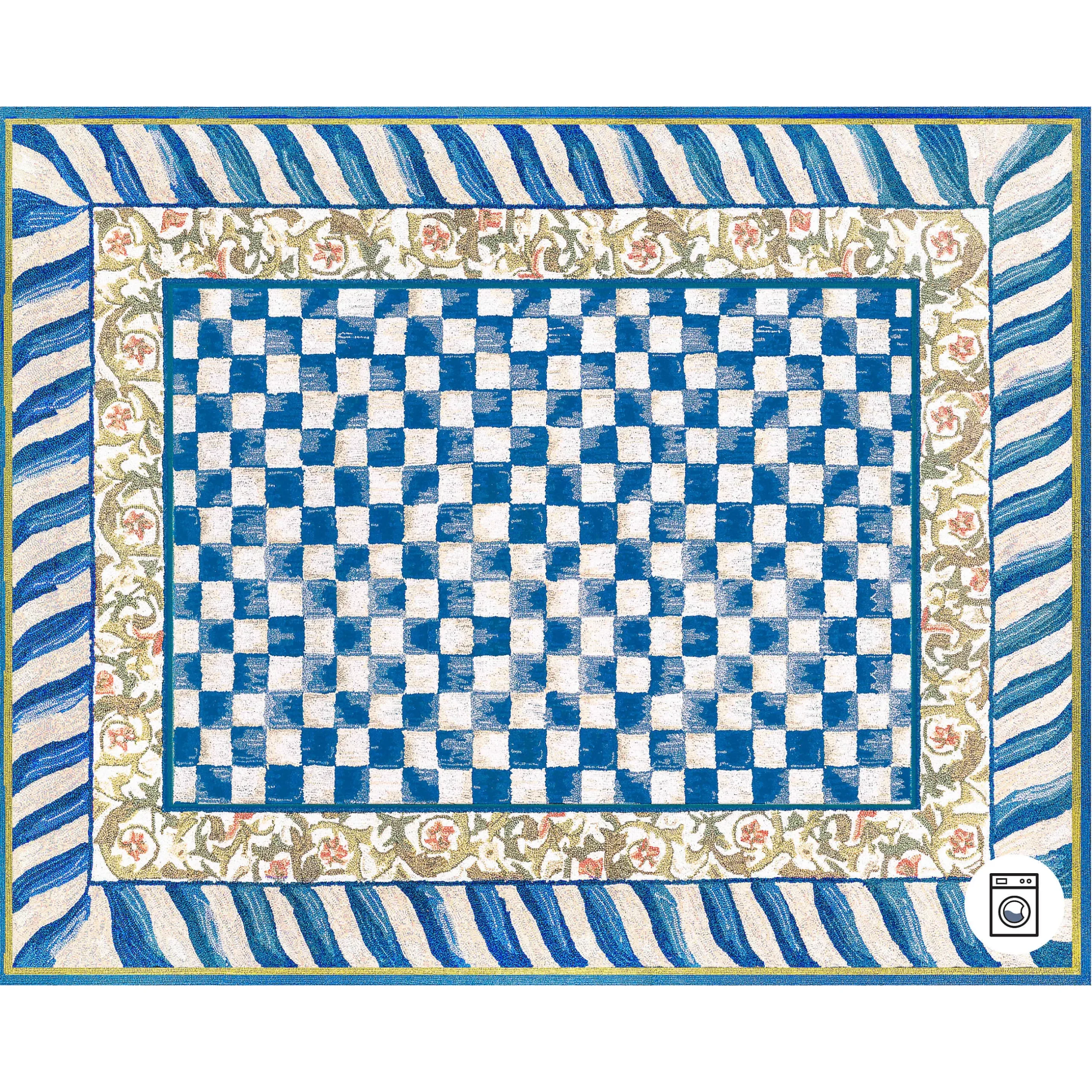 Rugs|MacKenzie-Childs Truly Royal Check 8' x 10' Washable Rug