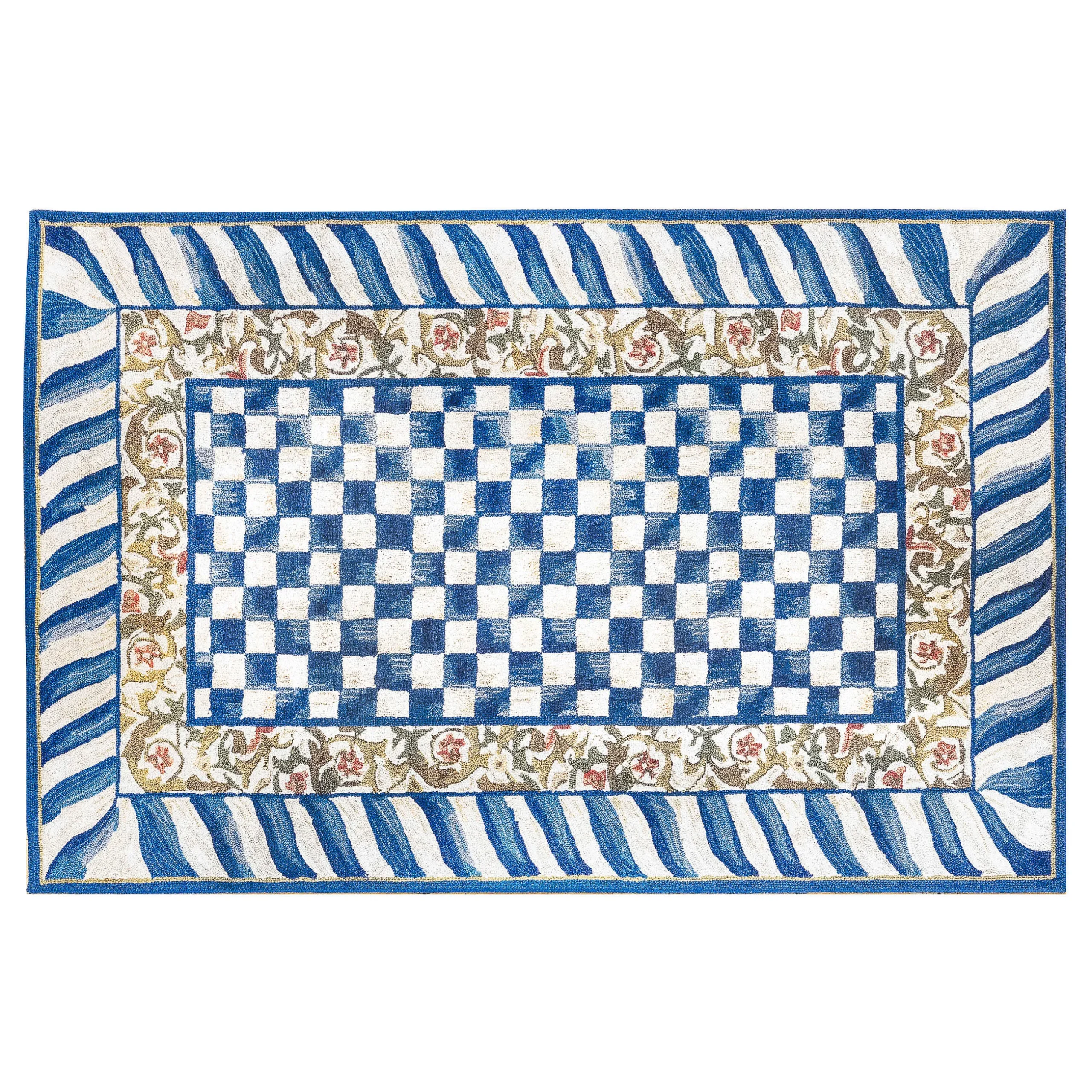 Rugs|MacKenzie-Childs Truly Royal Check 5' x 7'6 Washable Rug