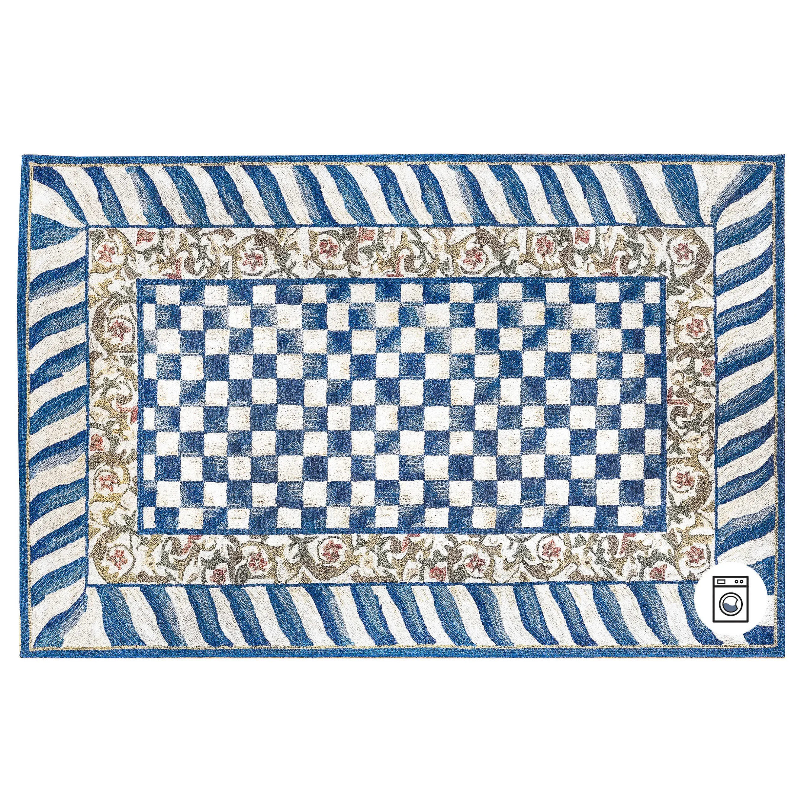 Rugs|MacKenzie-Childs Truly Royal Check 5' x 7'6 Washable Rug