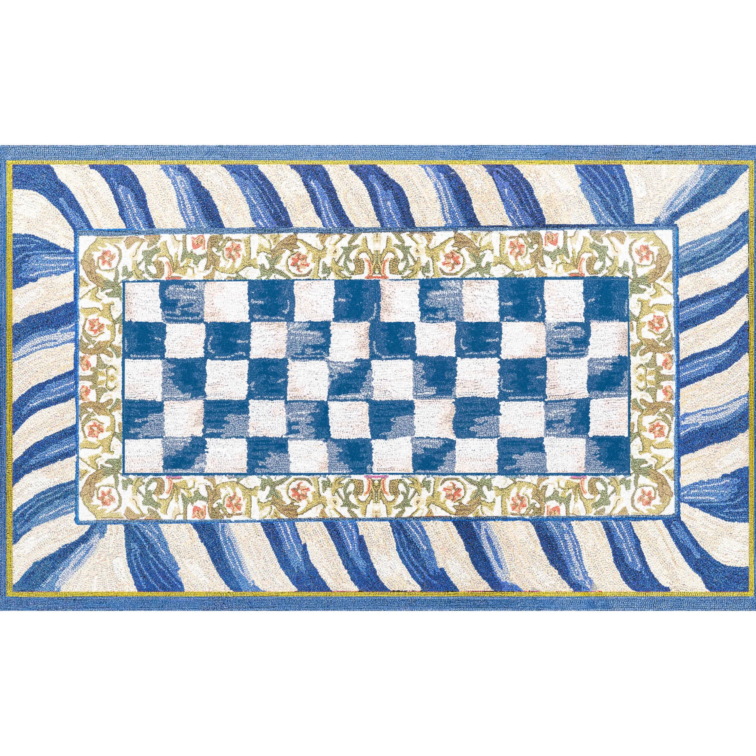Rugs|MacKenzie-Childs Truly Royal Check 3' x 5' Washable Rug