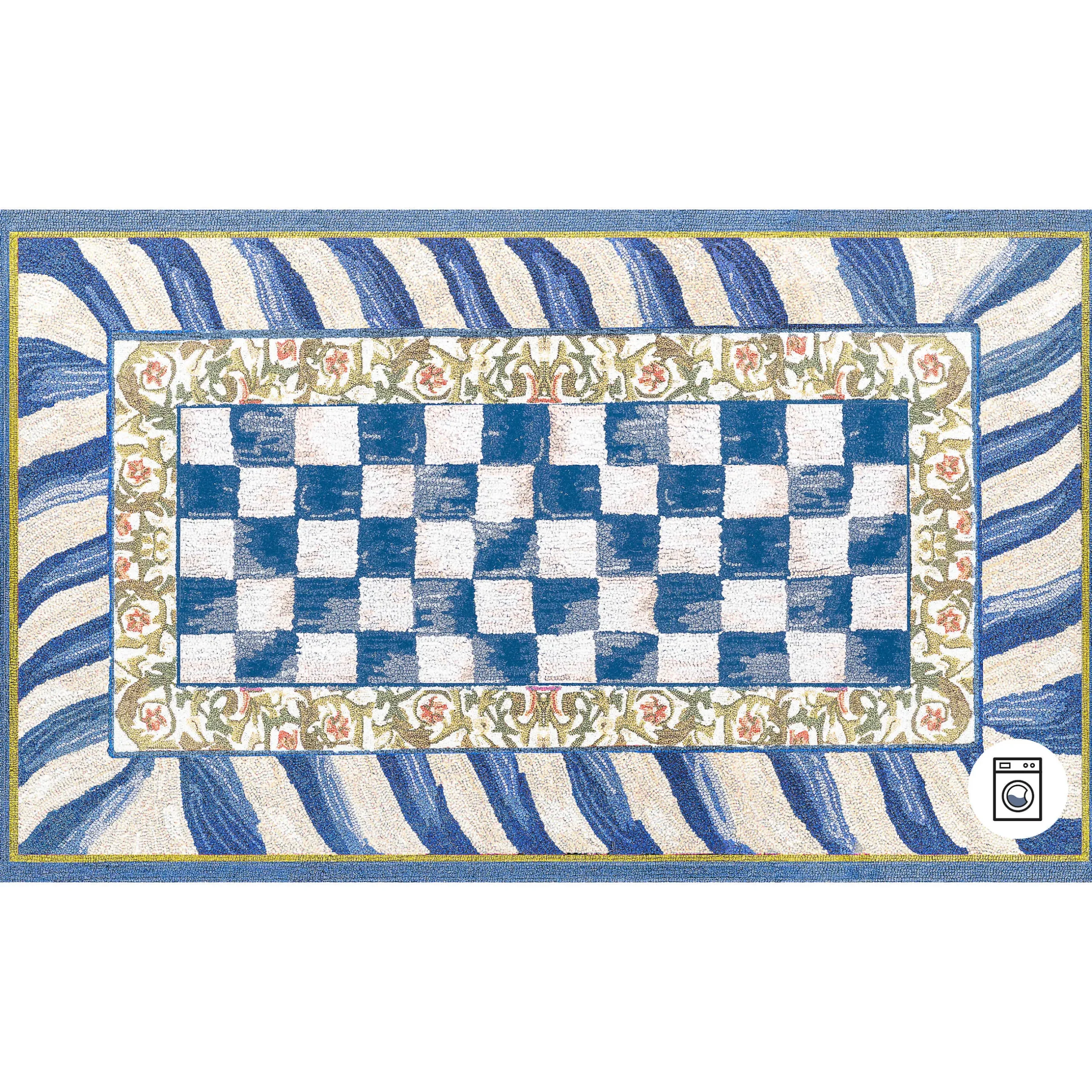 Rugs|MacKenzie-Childs Truly Royal Check 3' x 5' Washable Rug