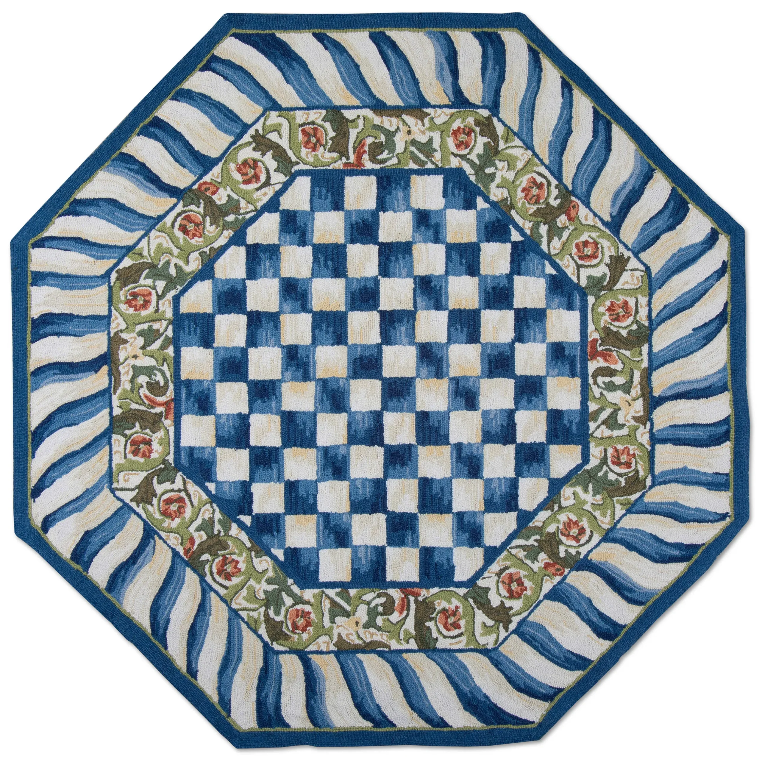 Rugs|MacKenzie-Childs Truly Royal Check Rug - 6' Octagon Rug