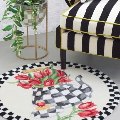 Rugs|MacKenzie-Childs Tulip Kettle 3' Round Rug