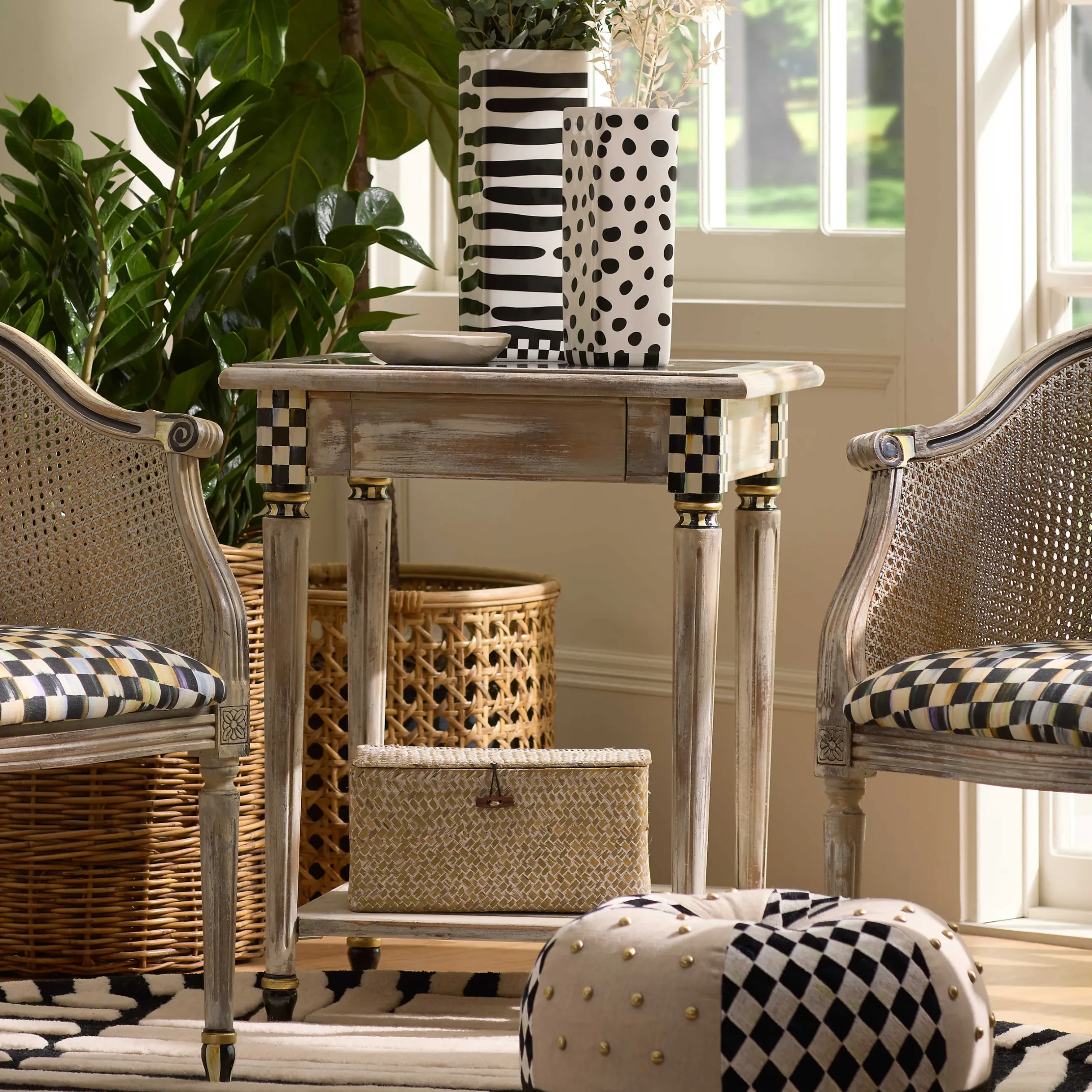 Entryway Furniture|Living Room|MacKenzie-Childs Tuscan Farm Square Accent Table
