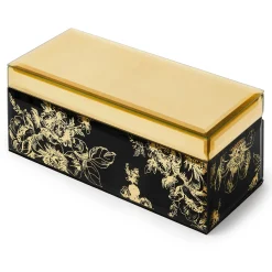 Room Accents|MacKenzie-Childs Twilight Toile Decorative Box with Gold Hinged Lid