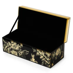 Room Accents|MacKenzie-Childs Twilight Toile Decorative Box with Gold Hinged Lid