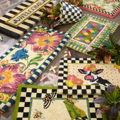 Rugs|MacKenzie-Childs Welcome Awning Stripe Double Door Entrance Mat