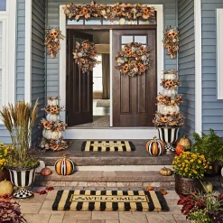 Rugs|MacKenzie-Childs Welcome Awning Stripe Double Door Entrance Mat