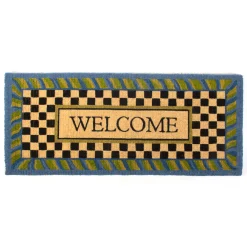 Rugs|MacKenzie-Childs Welcome Periwinkle Double Door Entrance Mat