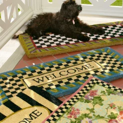 Rugs|MacKenzie-Childs Welcome Periwinkle Double Door Entrance Mat