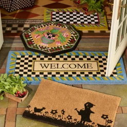 Rugs|MacKenzie-Childs Welcome Periwinkle Double Door Entrance Mat