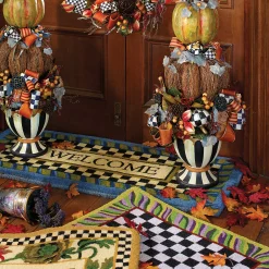 Rugs|MacKenzie-Childs Welcome Periwinkle Double Door Entrance Mat