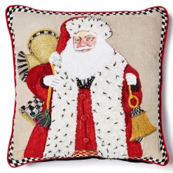 Pillows, Throws, & Cushions|MacKenzie-Childs Westminster Santa Embellished Throw Pillow