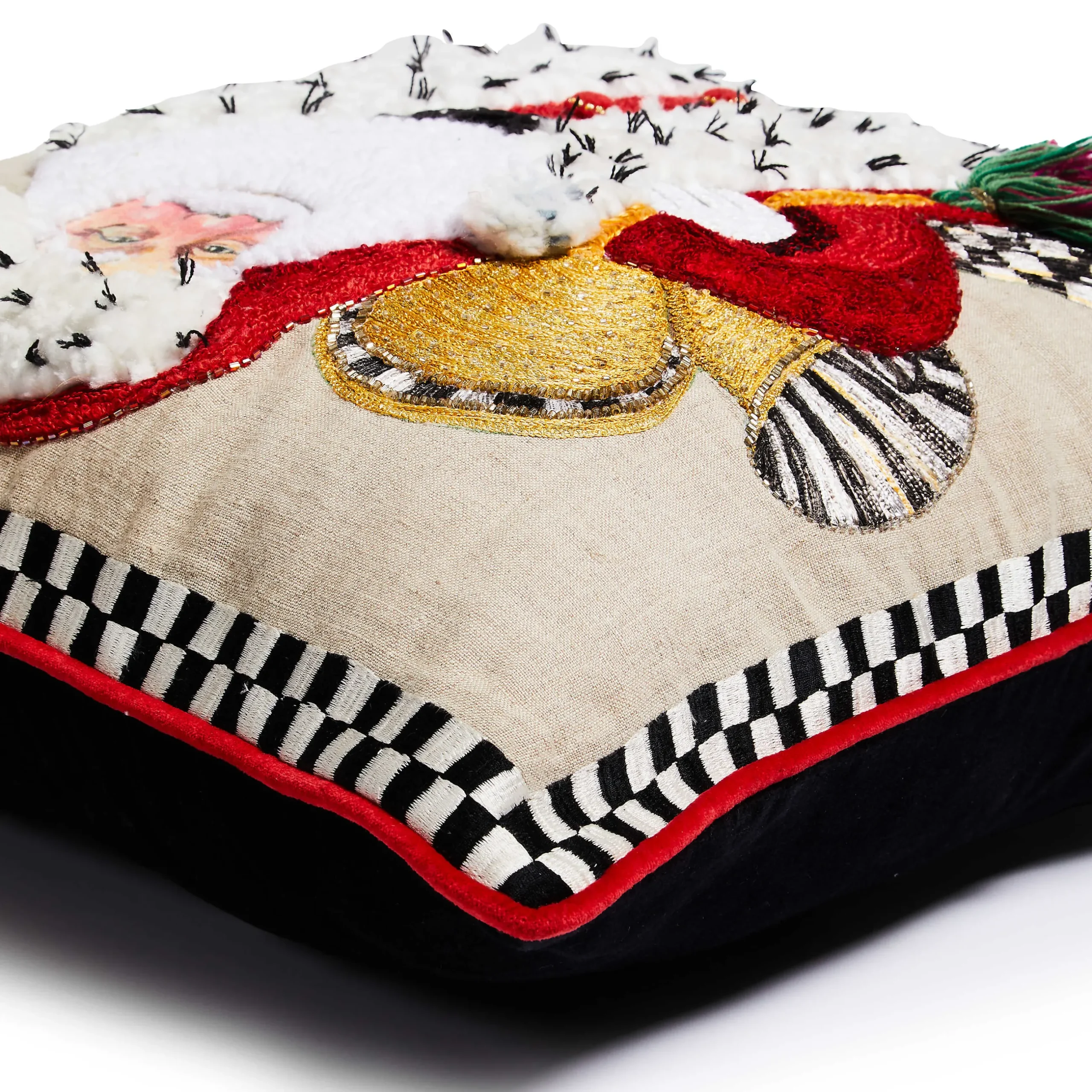 Pillows, Throws, & Cushions|MacKenzie-Childs Westminster Santa Embellished Throw Pillow