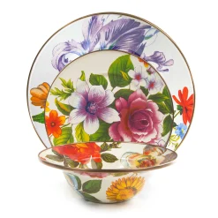 Kitchen & Dining Sets|Dinnerware & Flatware|MacKenzie-Childs White Flower Market 3 Piece Place Setting