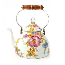Tea Kettles|MacKenzie-Childs White Flower Market 3 Quart Tea Kettle