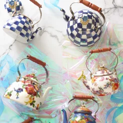 Tea Kettles|MacKenzie-Childs White Flower Market 3 Quart Tea Kettle