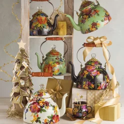 Tea Kettles|MacKenzie-Childs White Flower Market 3 Quart Tea Kettle