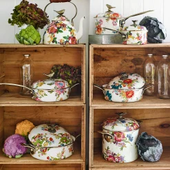 Cookware & Bakeware|Tea Kettles|MacKenzie-Childs White Flower Market 3 Quart Tea Kettle with Bird