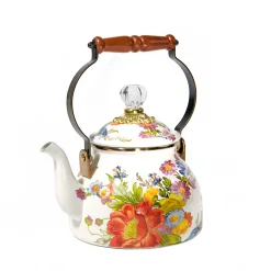 The Coffee Shop|Tea Kettles|MacKenzie-Childs White Flower Market 2 Quart Tea Kettle