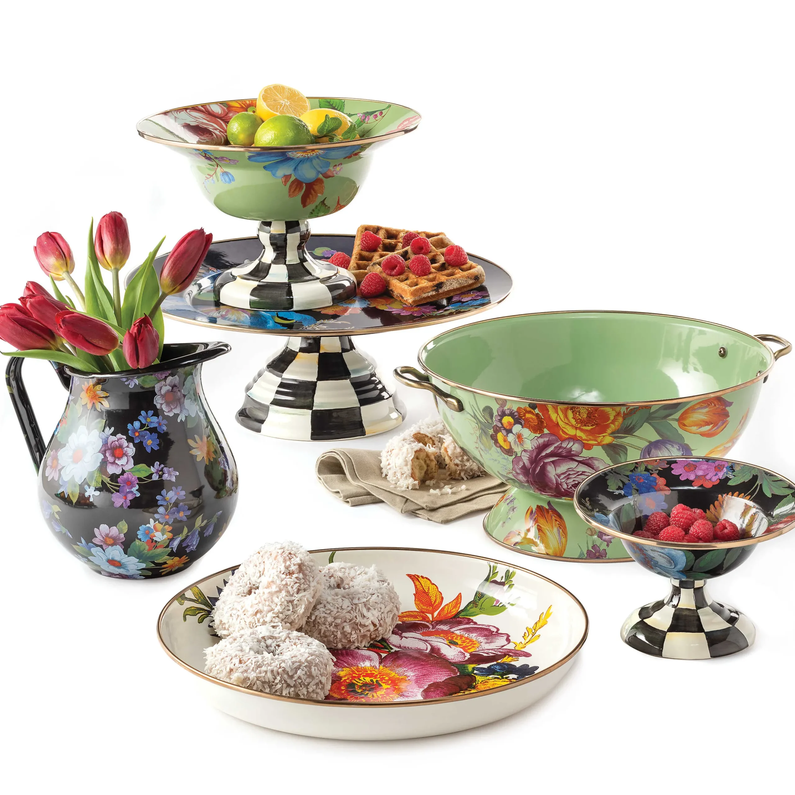 Serveware|MacKenzie-Childs White Flower Market Abundant Bowl