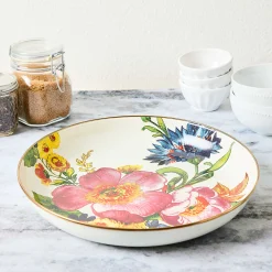Serveware|MacKenzie-Childs White Flower Market Abundant Bowl