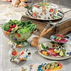 Serveware|MacKenzie-Childs White Flower Market Abundant Bowl