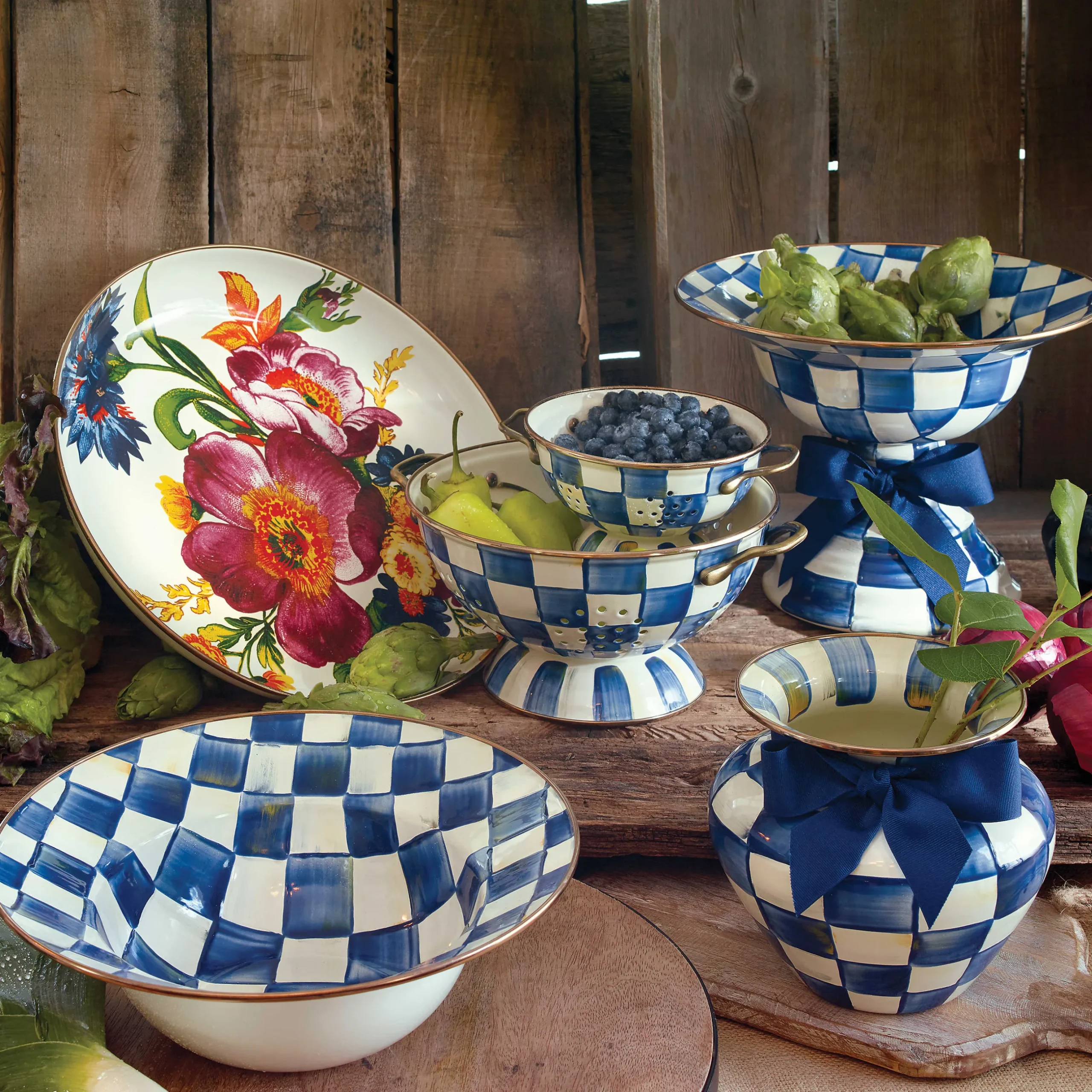 Serveware|MacKenzie-Childs White Flower Market Abundant Bowl