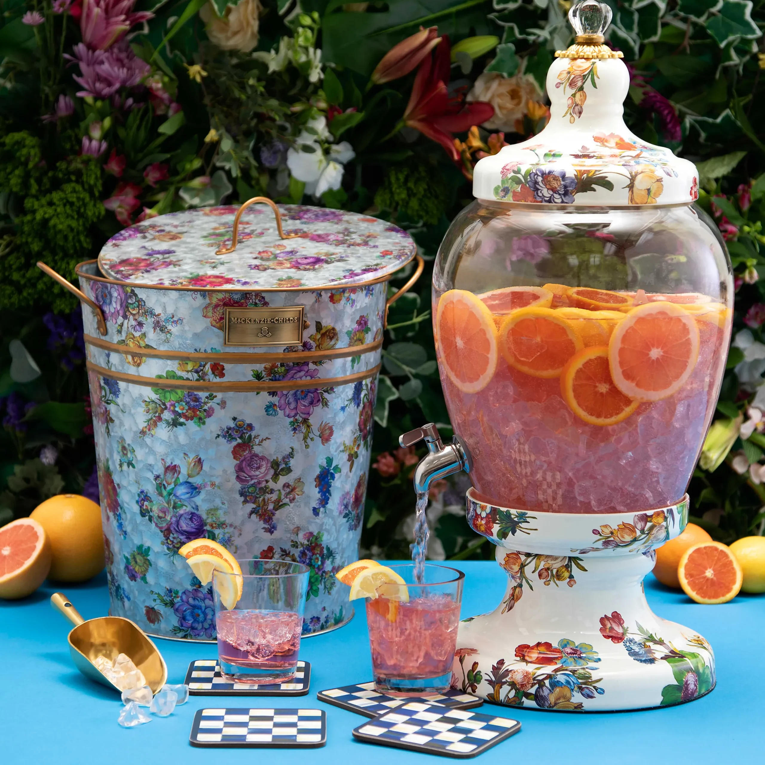 Drinkware|Bar Entertaining|MacKenzie-Childs White Flower Market Beverage Hostess