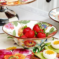 Dinnerware & Flatware|MacKenzie-Childs White Flower Market Breakfast Bowl
